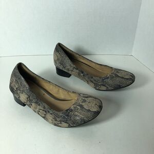 Naturalizer Shoes Block Heel Women Size 9.5 Adeline Snake Print Pumps Leather B4